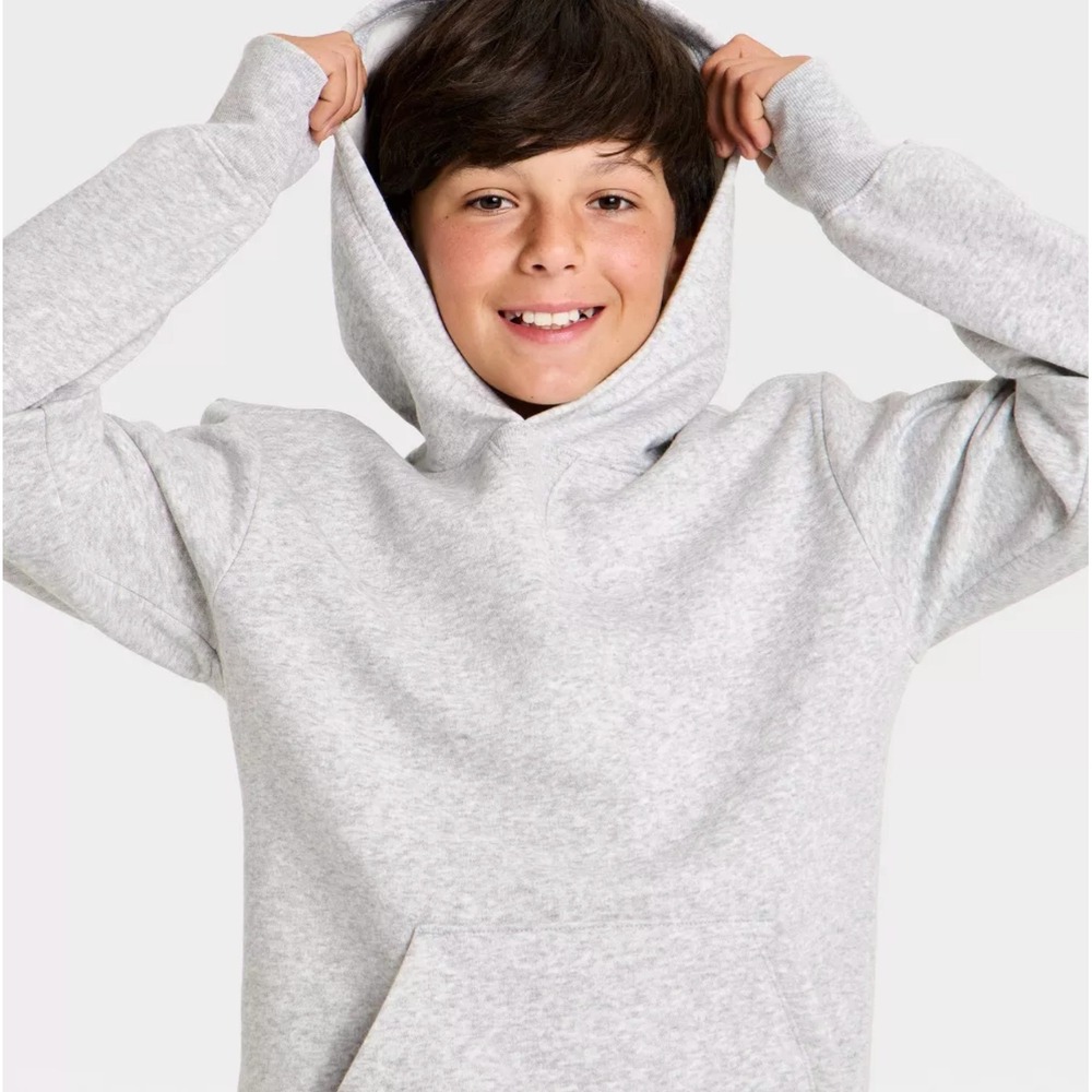 Boys' Active Comfort Fleece Pullover Hoodie - All In Motion Gray L (10/12)